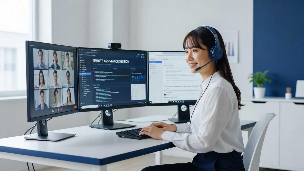 遠隔でシステムの稼働状況を確認するVault Nex Stream Coreのスタッフ