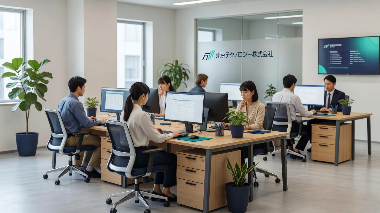中小企業のオフィスで業務を行うスタッフの様子